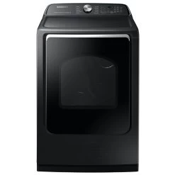 Samsung 7.4-cu Ft Reversible Side Swing Door Four-Way Venting Electric Dryer (Black Stainless) Energy Star Certified