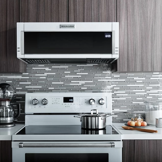 KitchenAid Charcoal Filter Microwave Oven - 5-Speed Dual Fan - 500 CFM - 10 1/4-in H X 30-in W X 18-in D - White 6 KitchenAid Charcoal Filter Microwave Oven - 5-Speed Dual Fan - 500 CFM - 10 1/4-in H X 30-in W X 18-in D - White - Image 4