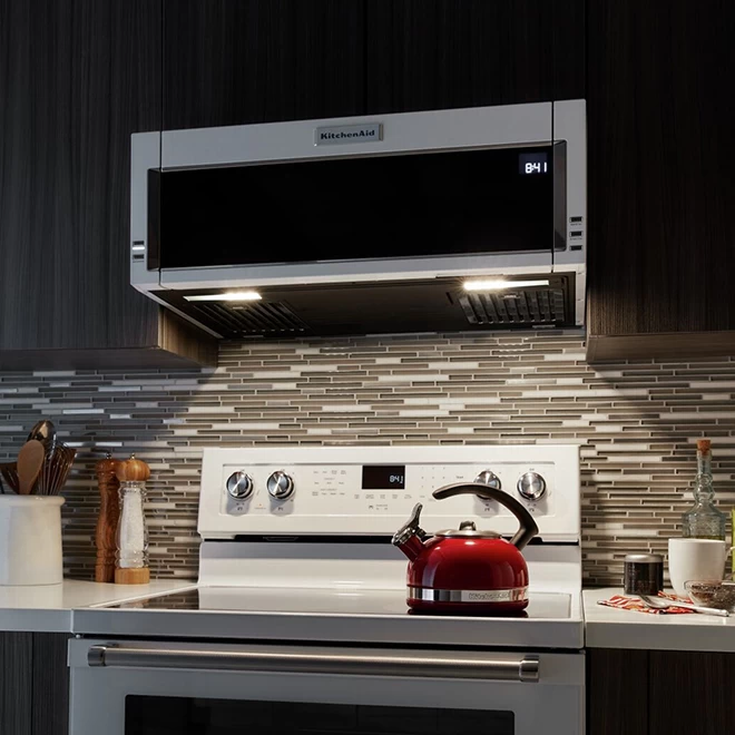 KitchenAid Charcoal Filter Microwave Oven - 5-Speed Dual Fan - 500 CFM - 10 1/4-in H X 30-in W X 18-in D - White 3 KitchenAid Charcoal Filter Microwave Oven - 5-Speed Dual Fan - 500 CFM - 10 1/4-in H X 30-in W X 18-in D - White