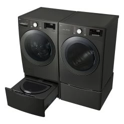 LG Sidekick Pedestal Washer - 700 RPM - 1.1-cu Ft - 27-in - Black Stainless Steel