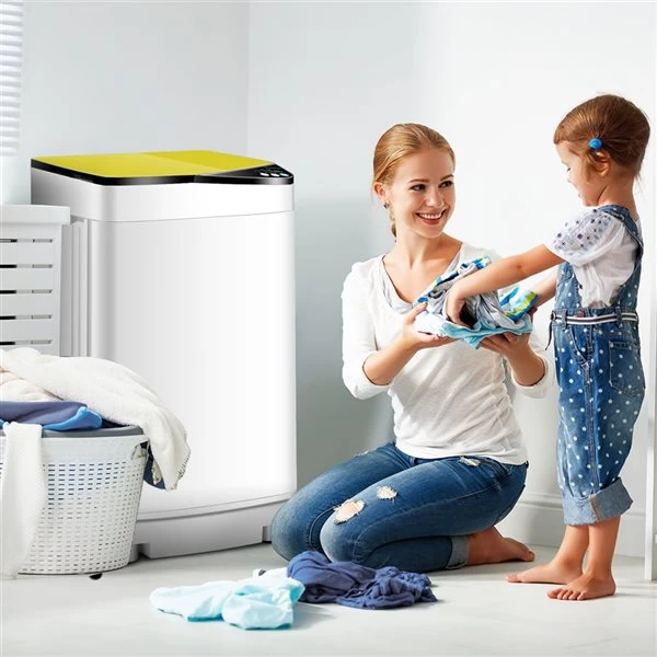 Costway White/Yellow 7.7-lb Full-Automatic Top-Load Washer 3 Costway White/Yellow 7.7-lb Full-Automatic Top-Load Washer