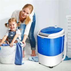 Costway White/Blue 5.5-lb High Efficiency Portable Electric Compact Top-Load Washer -Home Appliance Store 330962416 AlternateImage1 l