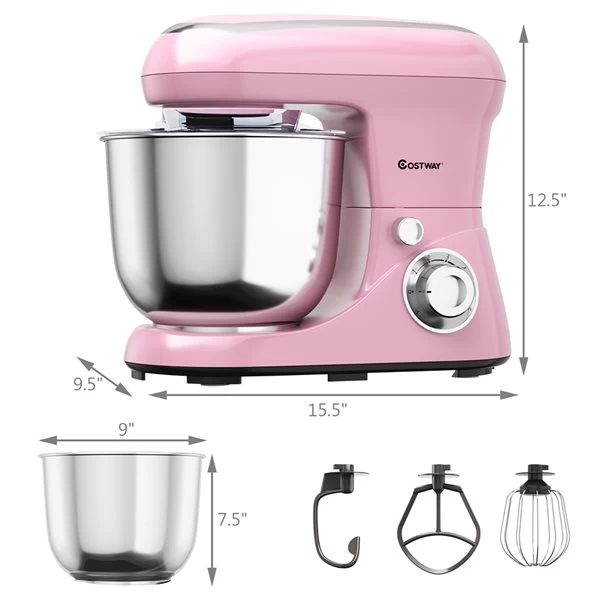 Costway 5-L 6-Speed Pink Commercial/Residential Stand Mixer 4 Costway 5-L 6-Speed Pink Commercial/Residential Stand Mixer - Image 2