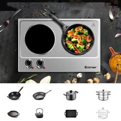 Costway 13-in 2-Burner Stainless Steel Electric Hot Plate -Home Appliance Store 331060031 AlternateImage3 l