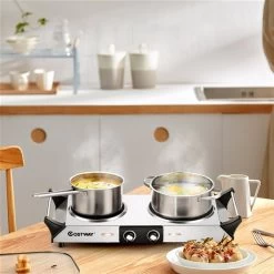 Costway 9-in 2-Burner Stainless Steel Electric Hot Plate -Home Appliance Store 331060073 AlternateImage2 l