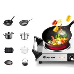 Costway 9-in 2-Burner Stainless Steel Electric Hot Plate -Home Appliance Store 331060073 AlternateImage3 l