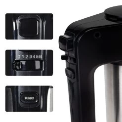 Total Chef 6-Speed Hand Mixer 250 Watts With Turbo Boost - Black Silver