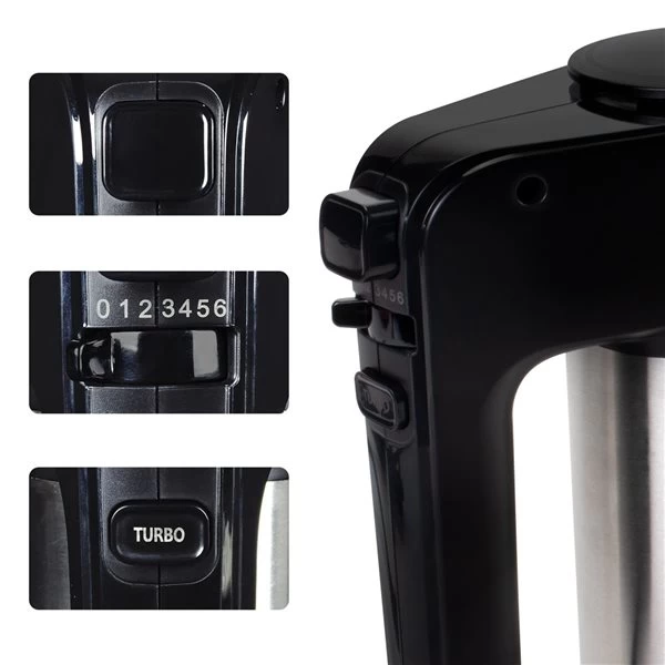 Total Chef 6-Speed Hand Mixer 250 Watts With Turbo Boost - Black Silver 3 Total Chef 6-Speed Hand Mixer 250 Watts With Turbo Boost - Black Silver