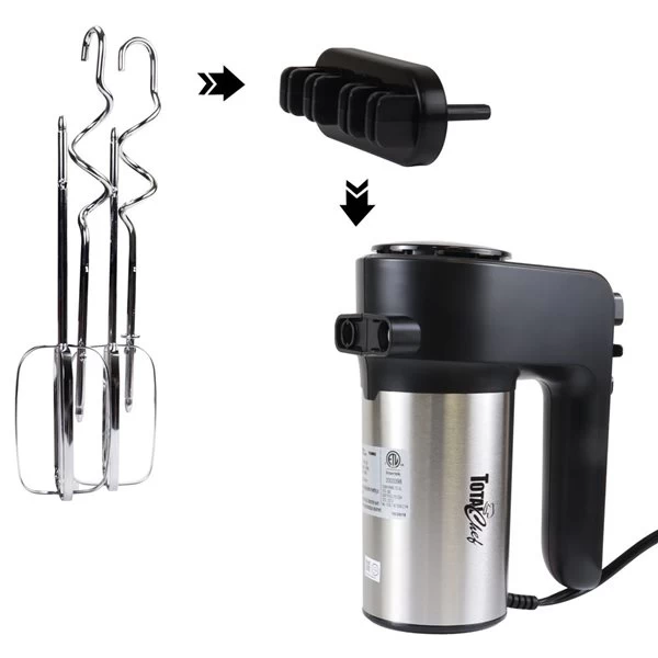 Total Chef 6-Speed Hand Mixer 250 Watts With Turbo Boost - Black Silver 4 Total Chef 6-Speed Hand Mixer 250 Watts With Turbo Boost - Black Silver - Image 2