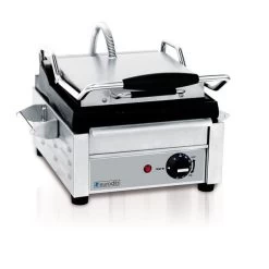 Eurodib Commercial Compact Panino Grill With Non-Stick Ribbed Plates 16.75-in X 10-in